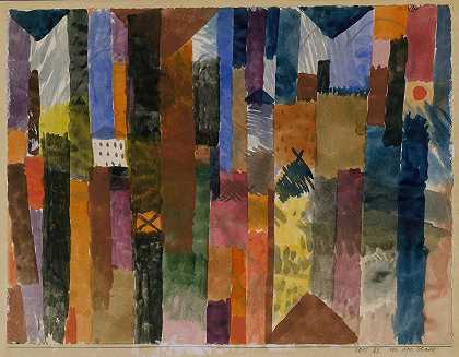 在镇上之前`Before the Town (1915) by Paul Klee