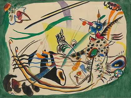 草案绿边（绿色边界研究）`Entwurf Zu grüner Rand (Study For green Border) (1919) by Wassily Kandinsky