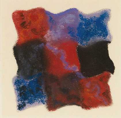 红色、蓝色和紫色的摘要`Abstraktion In Rot, Blau Und Violett by Augusto Giacometti