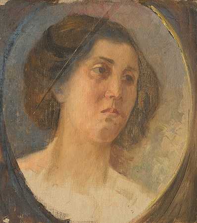 女性的头部研究`Head Study of a Woman (1890–1900) by Aurel Ballo