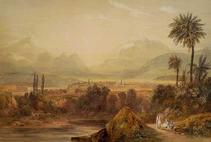 底比斯景观`View of Thebes by Williams Hugh William