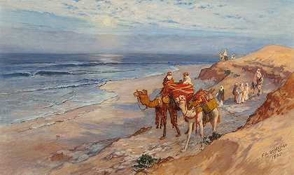 在丹吉尔海岸大西洋`Sur la côte de Tanger lAtlantique (1925) by Frederick Arthur Bridgman