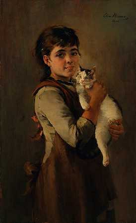 两只小猫`Zwei Kätzchen (1886) by Elisa Baronin von Ransonnet-Villez-Nemes