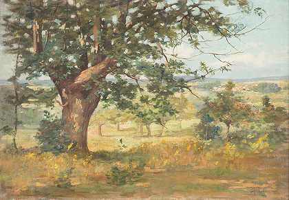 景观`Landscape (1892) by Emile-Charles Dameron