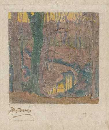 溪边光秃秃的山毛榉树2`Kale beukebomen langs een beek 2 (1895) by Jan Toorop