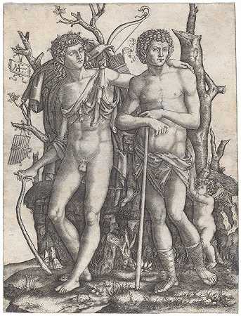 阿波罗和风信子`Apollo and Hyacinthus (1506) by Marcantonio Raimondi