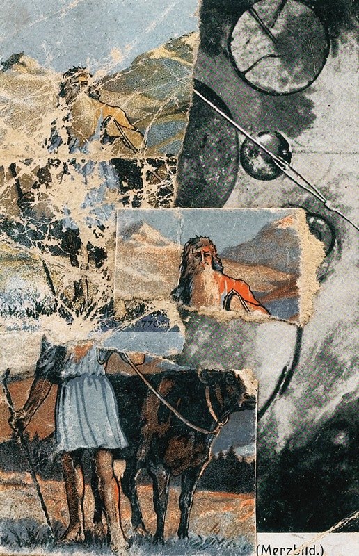 无标题（拼贴图片明信片圆圈）`Sans Titre (Collagierte Bildpostkarte Das Kreisen) (1922) by Kurt Schwitters