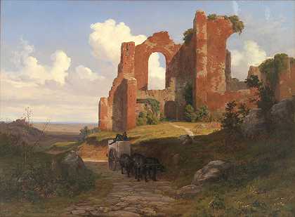 罗马卡拉卡拉温泉景观`View of the Terme di Caracalla in Rome (1845) by Thorald Læssøe
