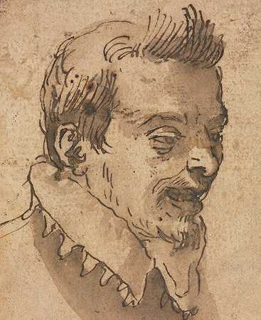 人头`Head of a Man (1500s) by Annibale Carracci
