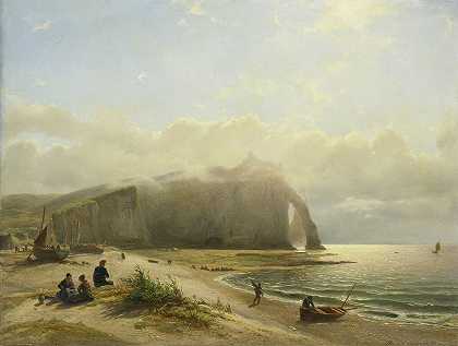 海岸附近的海景`Seascape near the Coast (1845 ~ 1880) by Willem Anthonie van Deventer