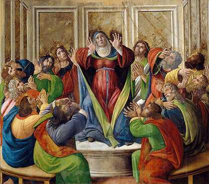 圣灵降临`The Descent Of The Holy Ghost (1495~1505) by Sandro Botticelli