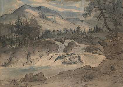 拉布罗瀑布`The Labro Falls (1824–42) by Thomas Fearnley