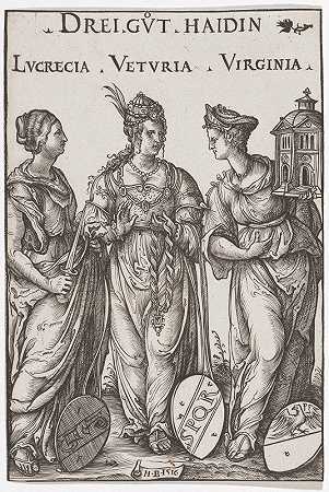 三个好海丁`Die drei guten Haidinnen (1516) by Hans Burgkmair The Elder