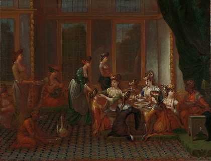 土耳其杰出女性晚宴`Banquet of Distinguished Turkish Women (c. 1720 ~ c. 1737) by Jean Baptiste Vanmour