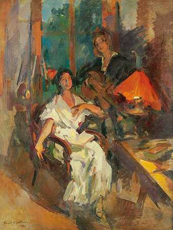 晚上二重唱`Evening Duet (1921) by Konstantin Alexeevich Korovin