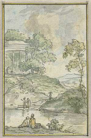 圆形寺庙景观`Landschap met ronde tempel (1752 ~ 1819) by Jurriaan Andriessen
