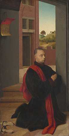 男性捐赠者的肖像`Portrait of a Male Donor (c. 1455) by Petrus Christus