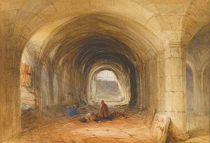 拱形通道中的人物`Figures In A Vaulted Passage by William Evans
