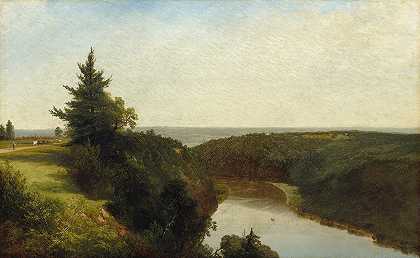 莫里斯山附近的Genesee景观`View on the Genesee near Mount Morris (1857) by John Frederick Kensett