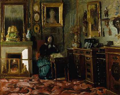 巴尔扎克夫人的客厅，财富街`Le salon de Madame de Balzac, rue Fortunée (1850~1880) by Jean Francois Gigoux