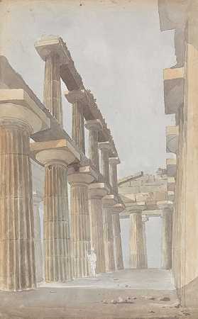 帕埃斯图姆大神庙的屋内`Interior of the Great Temple at Paestum (1818) by Isaac Weld