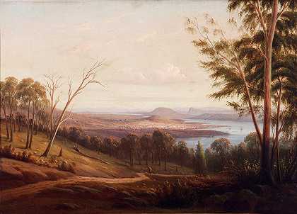 霍巴特镇景观`View of Hobart Town (1853) by Knut Bull