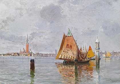 威尼斯环礁湖的渔船`Fischerboote In Der Lagune Von Venedig by Carlo Brancaccio