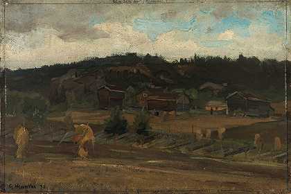 成捆的谷物`Sheaves of Grain (1876) by Gerhard Munthe