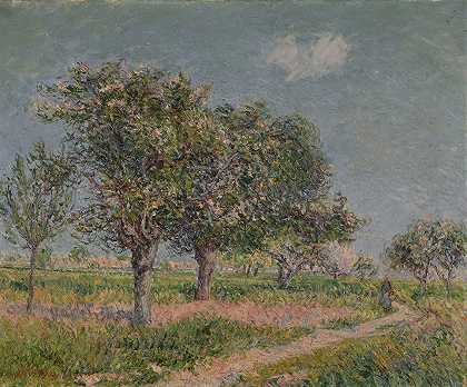 诺曼底盛开的苹果树`Pommiers en fleurs en Normandie (1903) by Gustave Loiseau