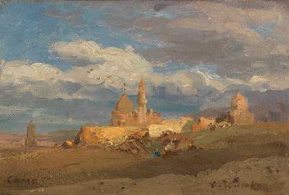 开罗哈里发陵墓，结束`Die Kalifengräber bei Kairo, Ende (1890) by Carl Wuttke