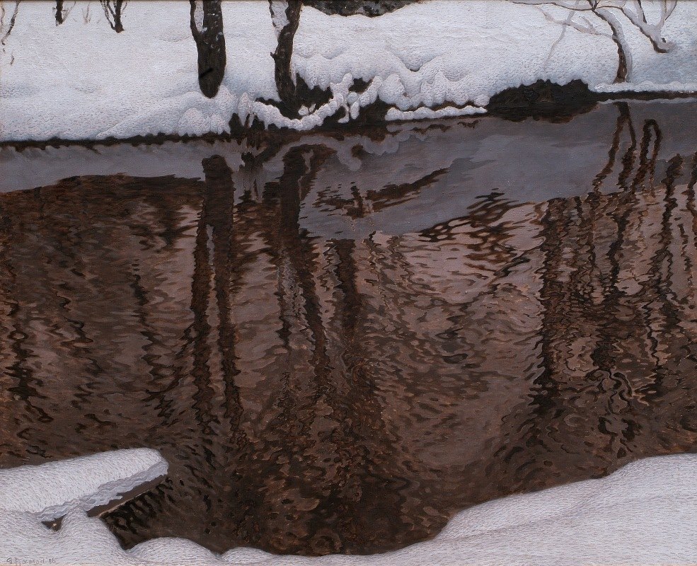 流水`Running Water (1906) by Gustaf Fjæstad