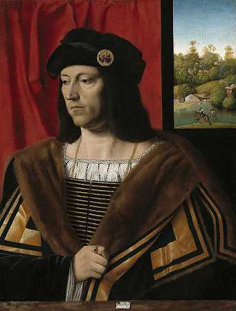 绅士的肖像`Portrait of a Gentleman (c. 1520) by Bartolomeo Veneto