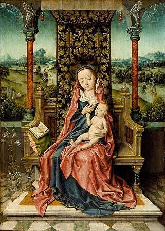 麦当娜和孩子登基`Madonna and Child Enthroned (circa 1510) by Albert Bouts
