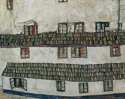 房屋墙壁（窗户）`House wall (window) (1914) by Egon Schiele