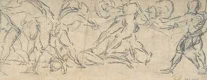 战斗场面`A Battle Scene (ca. 1550–55) by Lattanzio Gambara