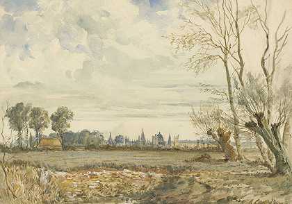 可以远眺牛津的草地`Meadows with a Distant View of Oxford (1830s) by Thomas Shotter Boys