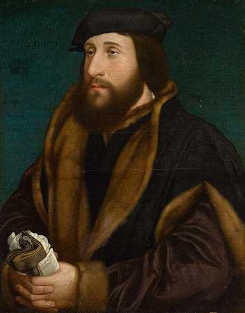英国人或苏格兰人的肖像`Portrait of an Englishman or Scotsman (1540) by Hans Holbein The Younger