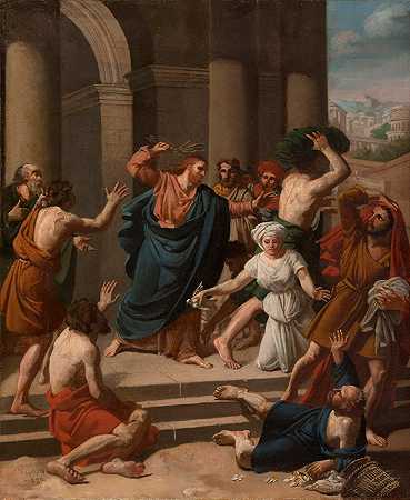 耶稣把商人赶出庙宇`Jésus chassant les marchands du Temple (1827) by Pierre Poisson III