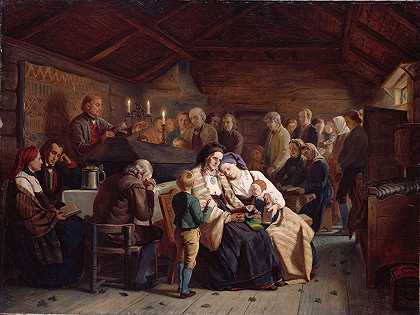 丧礼`Funeral Feast (1854) by Adolph Tidemand