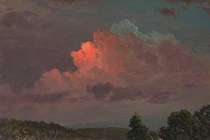 奥拉纳附近的黄昏`Nightfall near Olana (1872) by Frederic Edwin Church