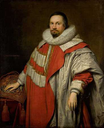 托马斯肖像，考文垂第一男爵（1578-1640），大印守护者`Portrait Of Thomas, 1st Baron Coventry (1578~1640), Lord Keeper Of The Great Seal (1631) by Cornelis Jonson van Ceulen