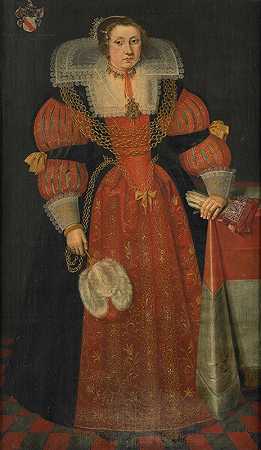 索菲亚·德·维沃肖像`Portrait of Sophia de Vervou (1630) by L.J. Woutersin