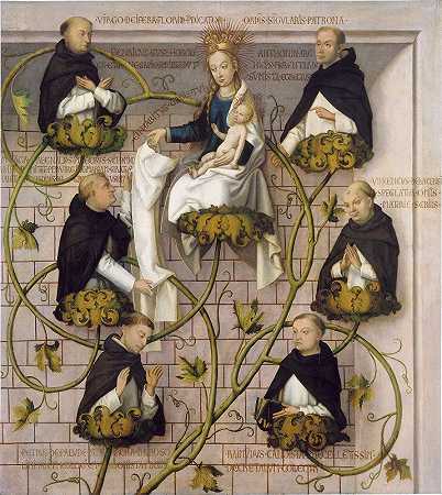 多米尼加教团的血统`Lineage of the Dominican Order (1501) by Hans Holbein The Elder