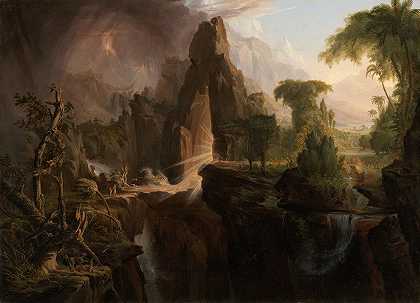 驱出伊甸园`Expulsion from the Garden of Eden (1828) by Thomas Cole
