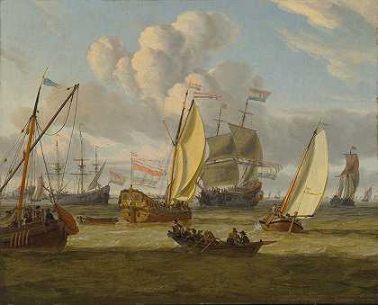 河口航运`Shipping in an estuary by Abraham Storck