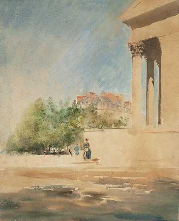 玛德莱娜广场`Place de la Madeleine by Giuseppe De Nittis