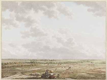 布拉里库姆附近的桌山景观，前景为拉伦`Gezicht van de Tafelberg bij Blaricum, met op de voorgrond Laren (c. 1795) by Jacob Cats
