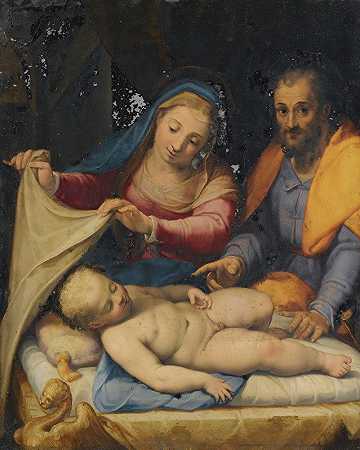 神圣的家庭与沉睡的基督孩子`Holy Family With The Sleeping Christ Child by Lorenzo Sabatini