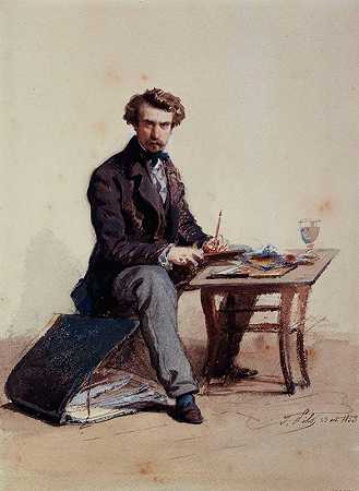 l和肖像专业演员`Portrait de lartiste. (1853) by Isidore Pils