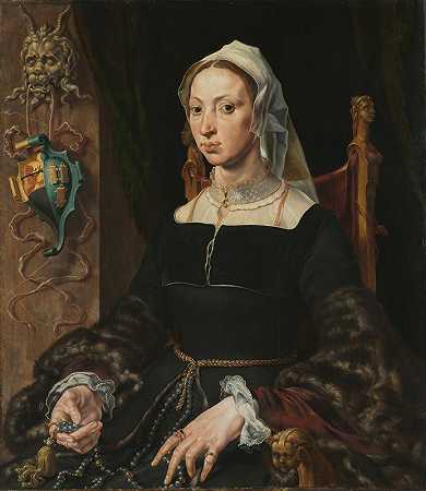 马切特·苏伊斯肖像`Portrait of Machtelt Suijs (c. 1540~1545) by Maarten Van Heemskerck